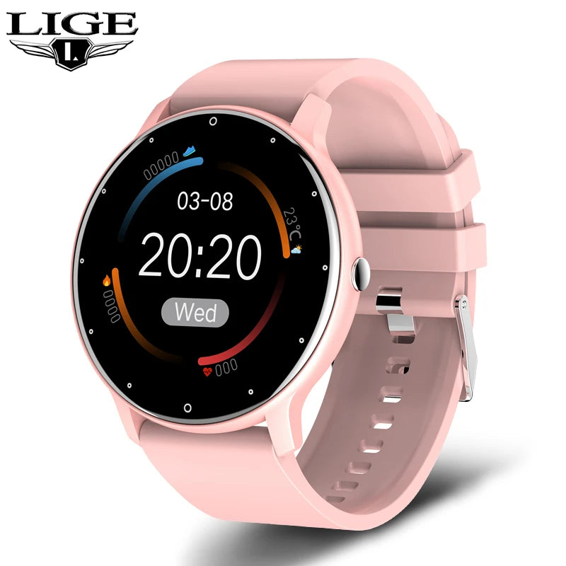 LIGE 2025 New Smart Watch Men Full Touch Screen Sport Fitness Watch IP67 Waterproof Bluetooth for Android Ios Smartwatch Men+Box